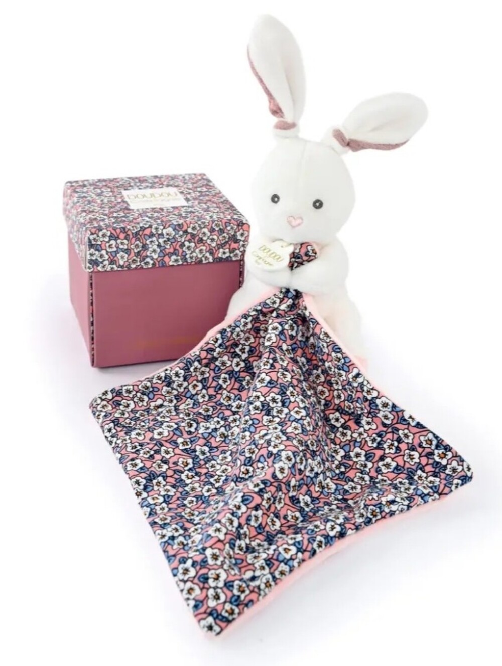 Doudou et Compagnie Plush Bunny Lovey Blanket and Gift Box
